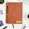 customised brown diary with pen slot