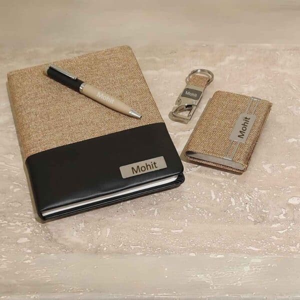 Jute Combo Gift Set – 4 in 1 Premium Office Set