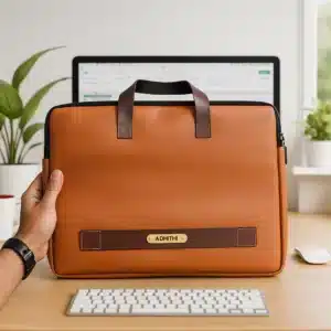 Personalized Laptop Bag – Faux Leather | Custom Name Tag