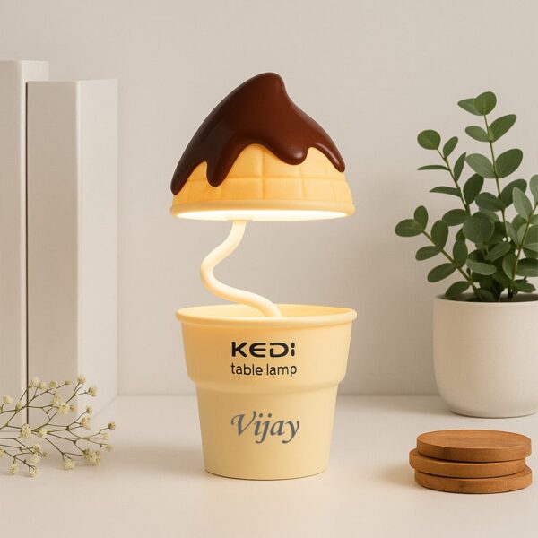 Personalized Ice Cream Cone LED Lamp – Custom Name