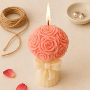 Pink Rose Bouquet Scented Candle – Elegant Floral Fragrance
