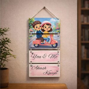 Cute Cartoon Couple Wall Hanging – Personalized “You & Me” Name Decor Gift
