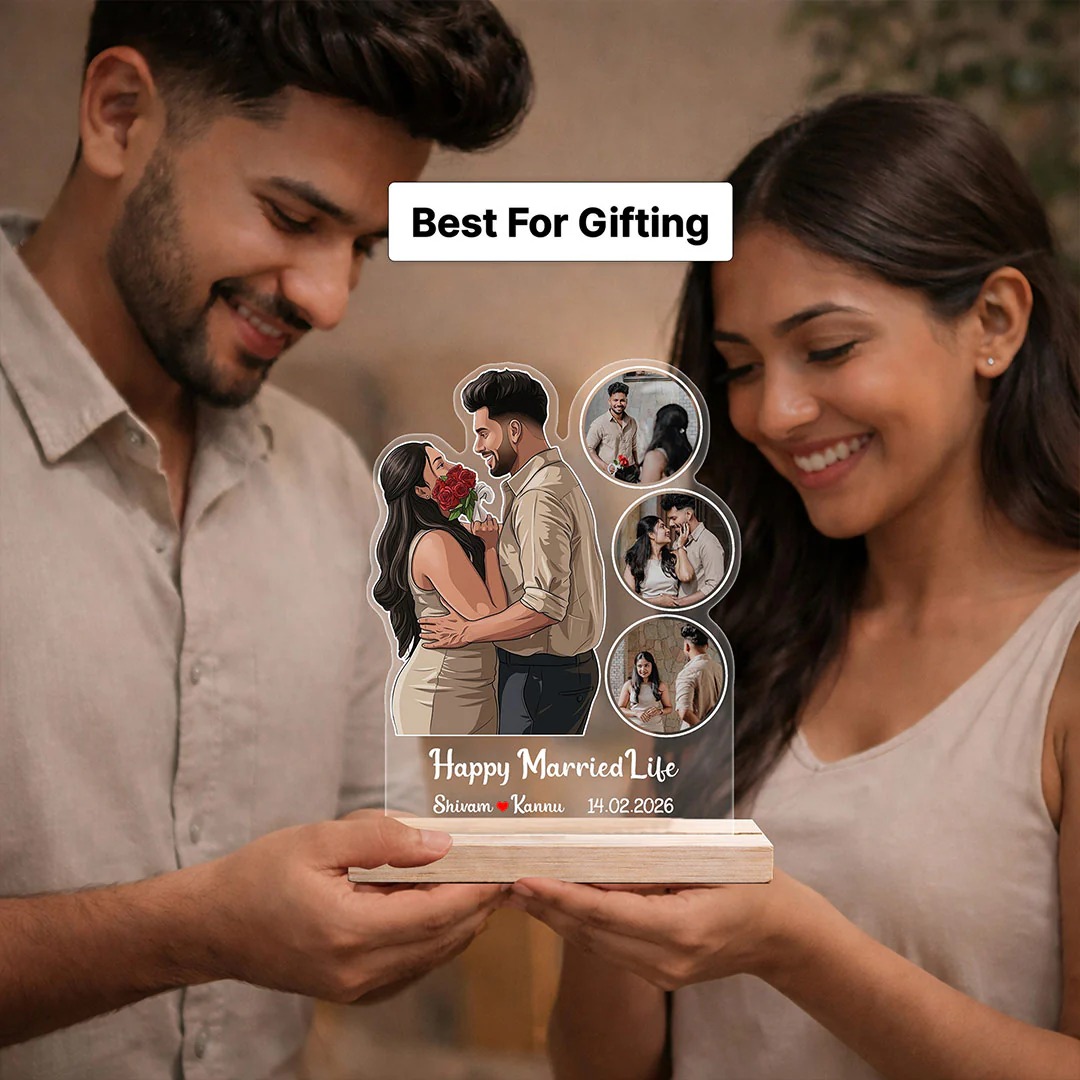Personalized Couple Photo Acrylic Table Stand – Custom Love Gift with UV Print - Image 2