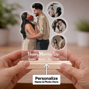 Personalized Couple Photo Acrylic Table Stand – Custom Love Gift with UV Print