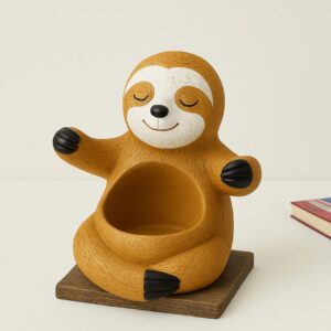 Cute Sloth Planter Pot for Home Decor – Adorable Animal Succulent Holder with Stand