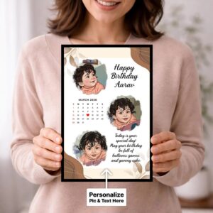 Personalized Kids Birthday Photo Frame with Calendar | Custom Kids Gift